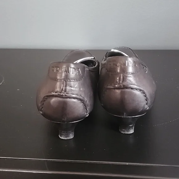 Prada Black Leather Kitten Heels - Picture 5 of 8